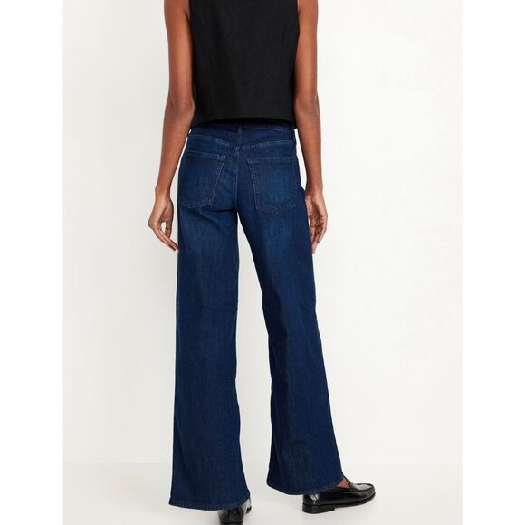 Old Navy Wow high rise wide-leg crop dark wash jeans size 4 petite - Picture 2 of 11